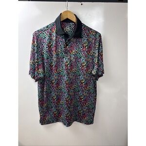Deolax Performance Golf Polo Shirt Men's Medium Multi Color Pattern